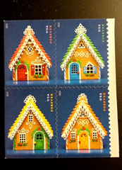 SCOTT # 4817-20 – TWO SIDED GINGERBREAD HOUSES BLOCK OF 8 FOREVER STAMPS MNH