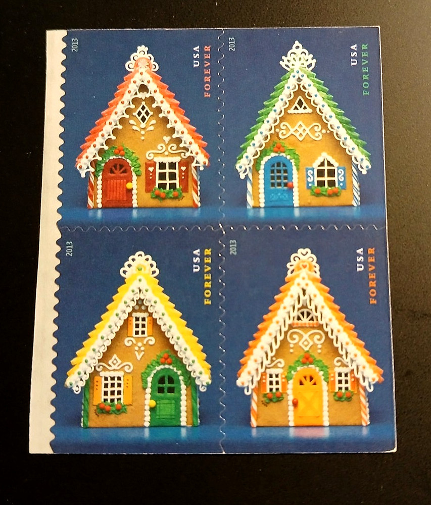 SCOTT # 4817-20 – TWO SIDED GINGERBREAD HOUSES BLOCK OF 8 FOREVER STAMPS MNH