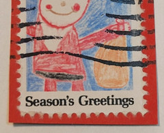 U.S. Postage ~ Seasons Greeting/Santa Drawing ~ Used/Posted ~ c.1984 ~ 02