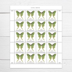 United States Postal Service Luna Moth 2025 (Sheet of 20) 20 Stamps, Green