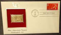 Pan American Games FIRST DAY ISSUE 22 CENT STAMP GOLD Indianapolis 1987