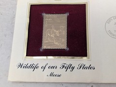 WILDLIFE OF OUR FIFTY STATES- MOOSE – USPS 22KT GOLD STAMP (101)