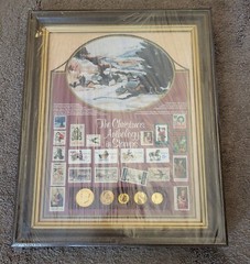 The Christmas Anthology in Stamps & Bicentennial Coins 1976 Picture Frame VTG