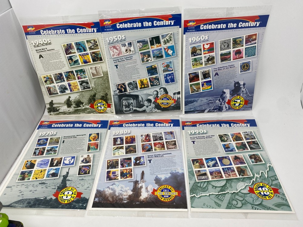 Sealed CELEBRATE THE CENTURY 1940-1990. Lot of 6 Sheets Set US Stamps NEW