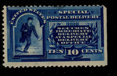 US SPECIAL DELIVERY STAMP Sc# e1 MH SMALL THIN AT TOP CAT. VAL. $600