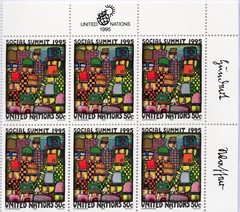 Unused Stamp Block United Nations Social Summit 50 Cents 1995 NEW 6 Total
