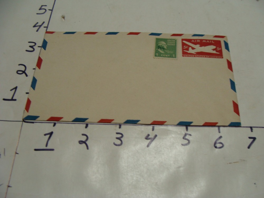 unused Airmail envelope 5 cent printed + 1 cent added