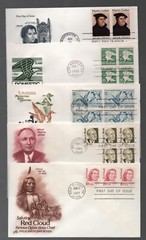 Usa: 8 different first day covers with stamps in pairs, strip, blocks. US165/