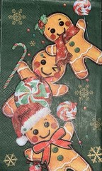 Three Individual paper dinner Decoupage napkins Gingerbread/christmas Trees/snow