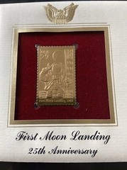 First Day Of Issue Jul 20 1994 Washington DC 22kt Gold Replica Moon Landing 25th