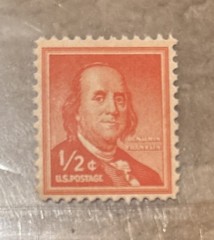 United States Postage 1/2 Cent Stamp Benjamin Franklin